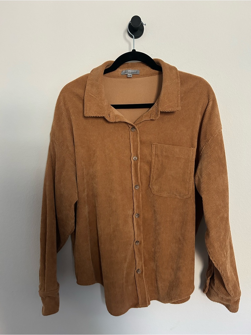 Wishlist Ribbed Corduroy Button Up Shirt  in Camel